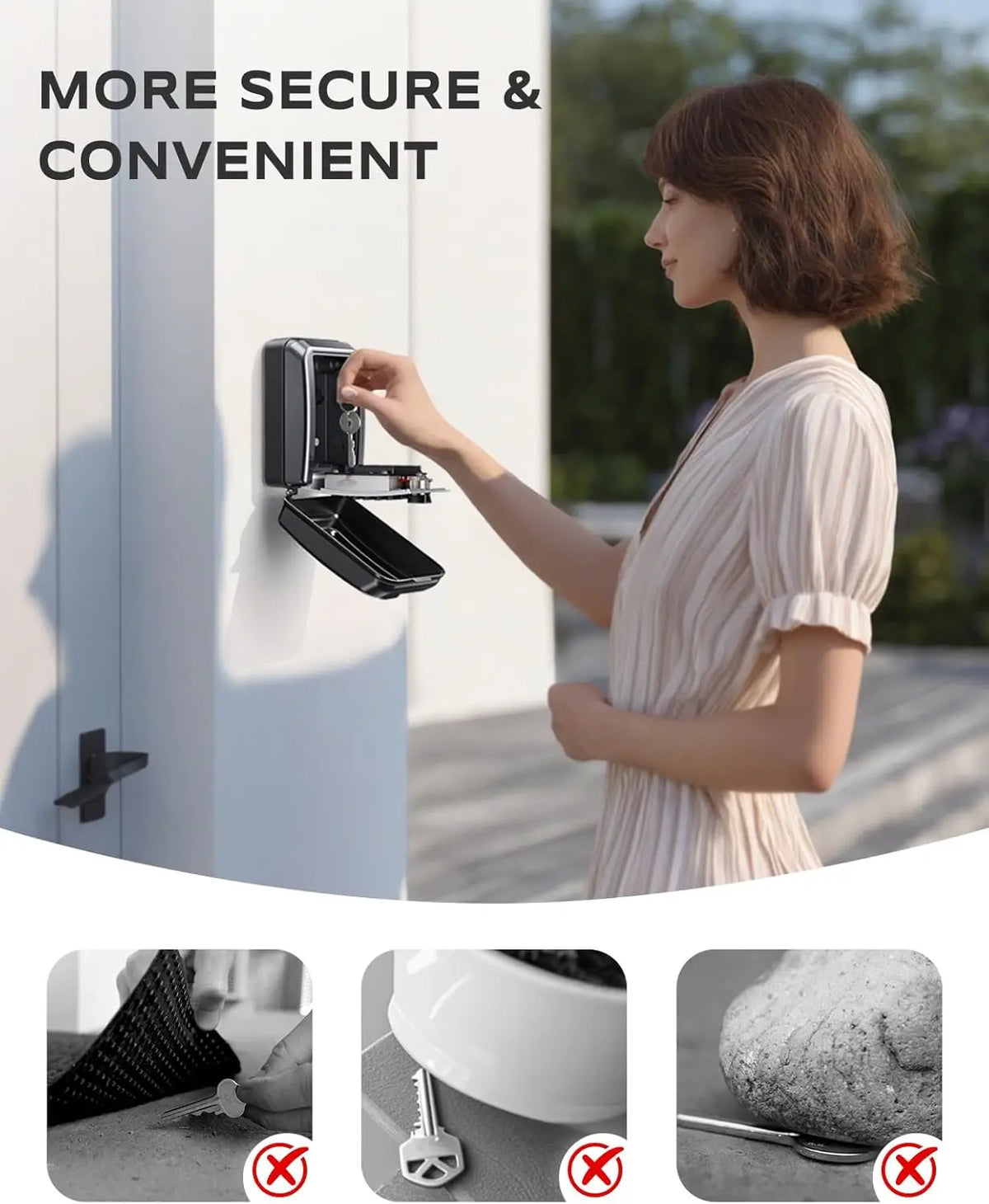 Key Lock Box Customizable 12-Digit Combination LockBox for Keys with Resttable Code Large Capacity Weatherproof Outside Spare Ke