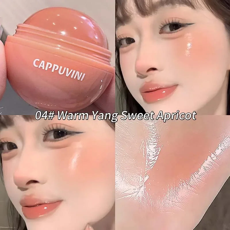 Cappuvini Juice Blush Ball Water Light Blusher Brightening Face Easy Color Multi-Use Blush Makeup Suitable for Lips and Cheeks