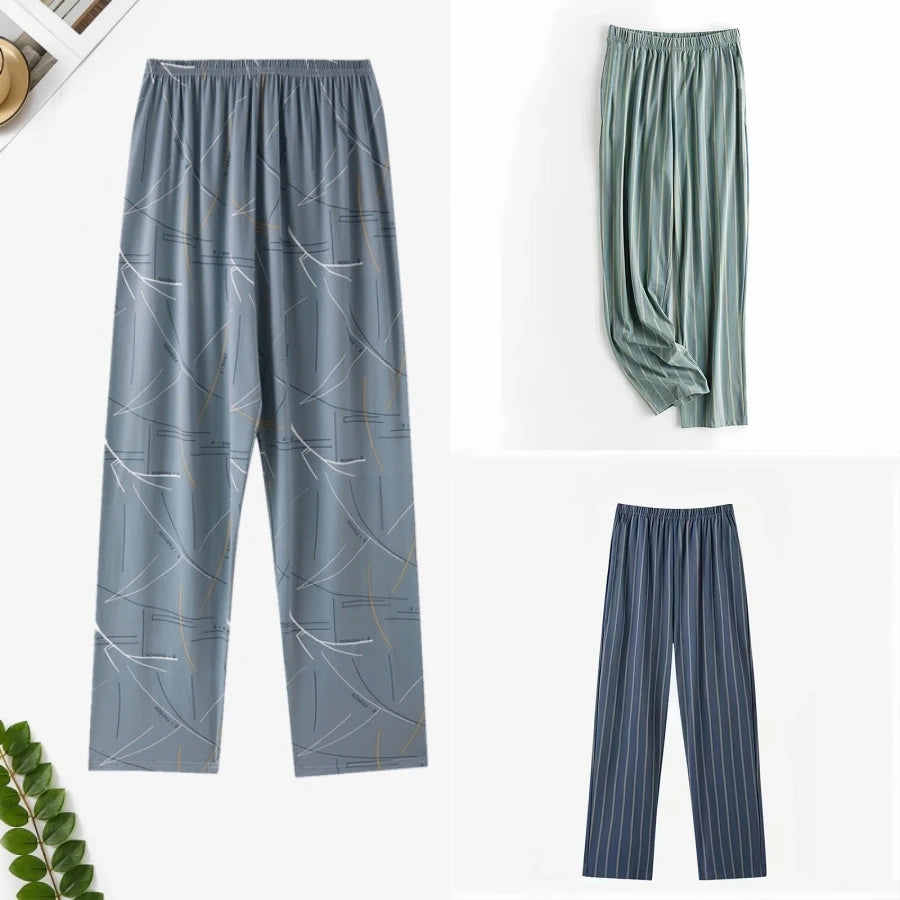 Men's Pajama Pants Thin Home Trousers Loose Large Size Spring and Autumn Summer Thin Casual Home Trousers