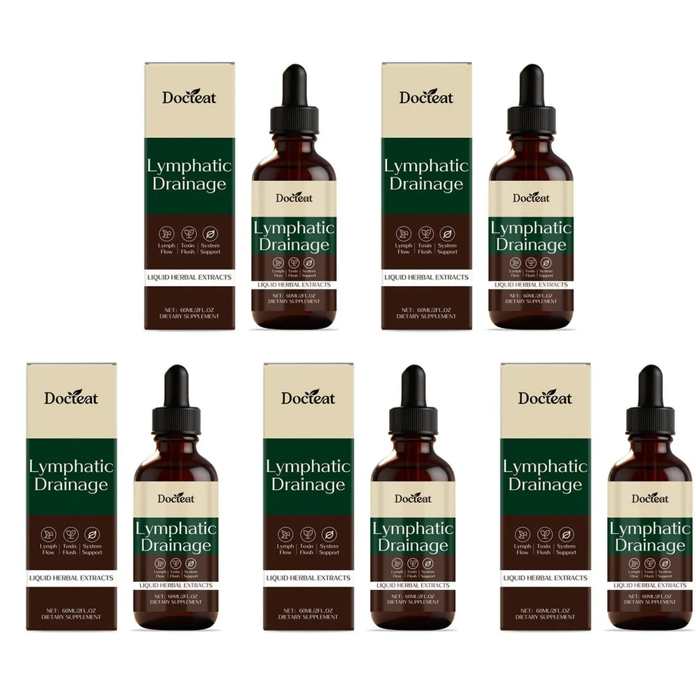 Docteat Lymphatic Drainage Liquid Herbal Extract Drops for Metabolic Needs Support with Cleavers Red Clover Stillingia 60 ML