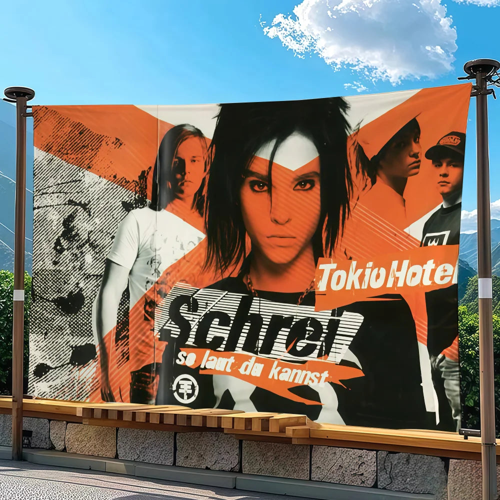 Rock T-Tokio H-Hotel Flag Suitable For Party Club Outdoor Indoor Wall Art Decoration Banner Gift