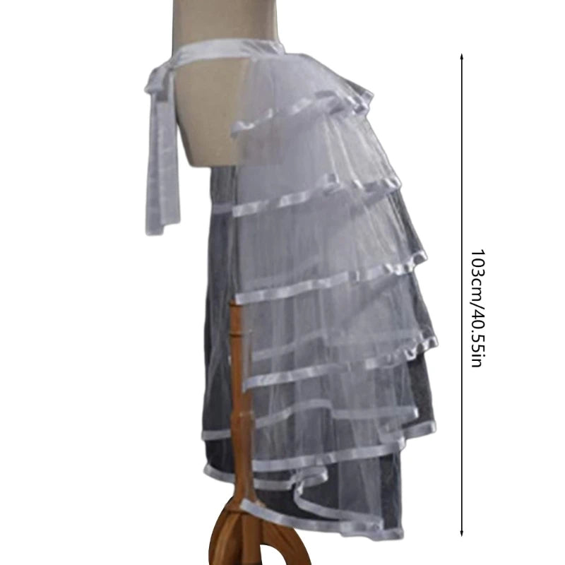 Summer Victorian Steampunk Bustle Skirt 5 Layered Tie-on Belt Tulle Tutu Overskirt Dance Performances Halloween Cosplay Costume