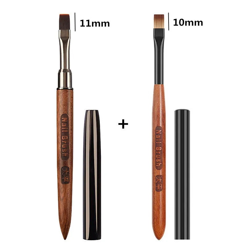 2PCS Sandalwood Handle Nail Drawing Brushes For Manicure Lines Painting Gradient UV GEL Extension Builder Drawing Pen