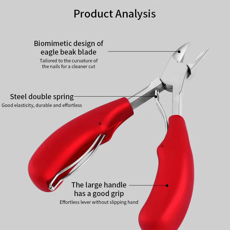 Professional Toe Nail Clippers Cutter Ingrown Toenail Tool Thick Nail Dead Skin Dirt Remover Super Sharp Curved Blade Nail Tools