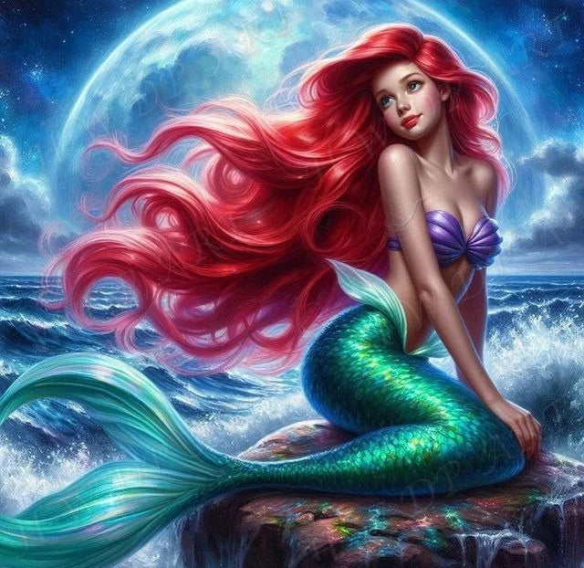 100% Fairy Dust Diamond Painting Mermaid Picture Square Mosaic Embroidery Cartoon Wall Art Diamond Art Full Crystal Home Decor