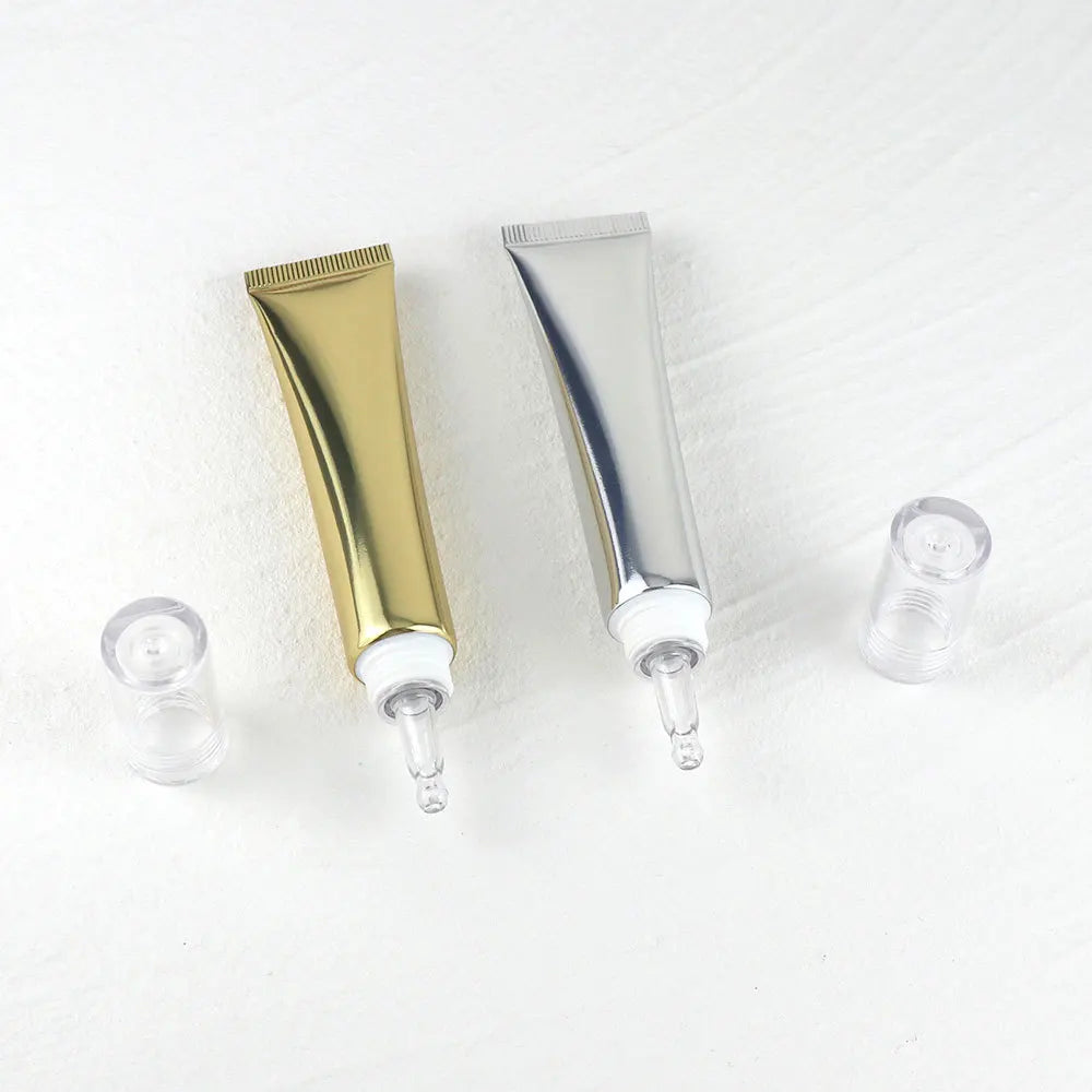 20ml Lip Gloss Tube Custom Logo Empty Squeeze Plastic Liquid Lipstick Metal Tip Lip Oil Balm Container Metal Applicator 30pcs