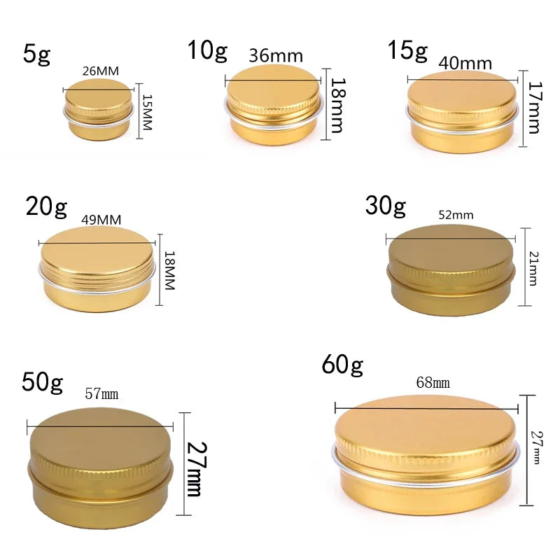 10Pcs 5g-60g Portable Aluminum Tin Jars For Creams Balm Nail Candle Cosmetic Container Refillable Tea Cans Metal Box Candle Jars