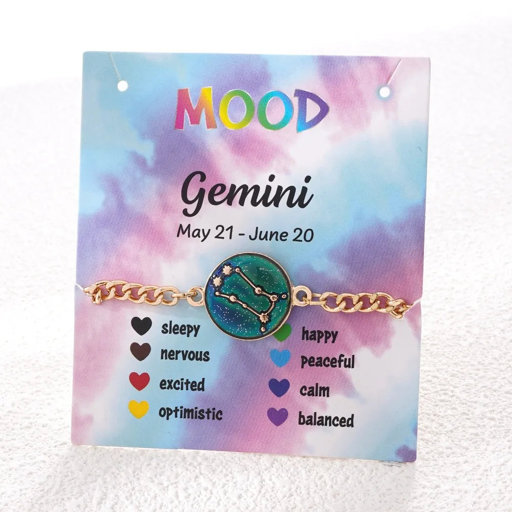 Zodiac Bracelet for Women 12 Constellation Sign Bracelet Color Changing Bracelet Temperature Sensing Mood Jewelry