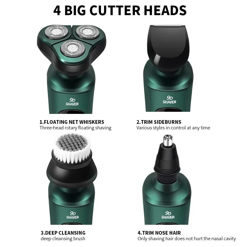 New Smart Electric Shaver LCD Digital Display Three-head Floating Razor USB Rechargeable Washing Multi-function Beard Knife