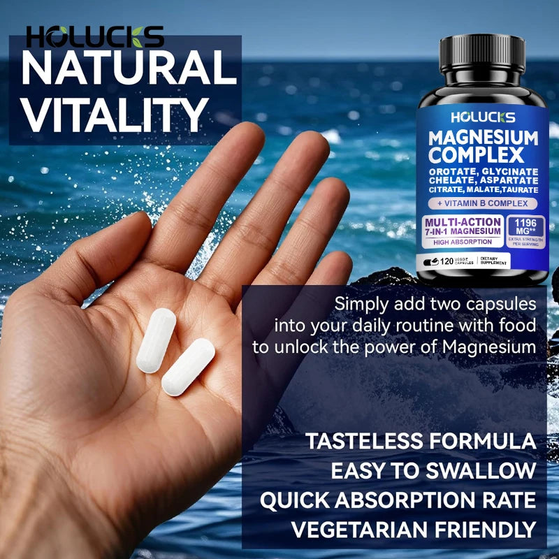 Magnesium Complex Supplements-Memory,Bone & Promotes Brain Health, Sleep Support,Muscle Relaxation,Stress & Anxiety Relief