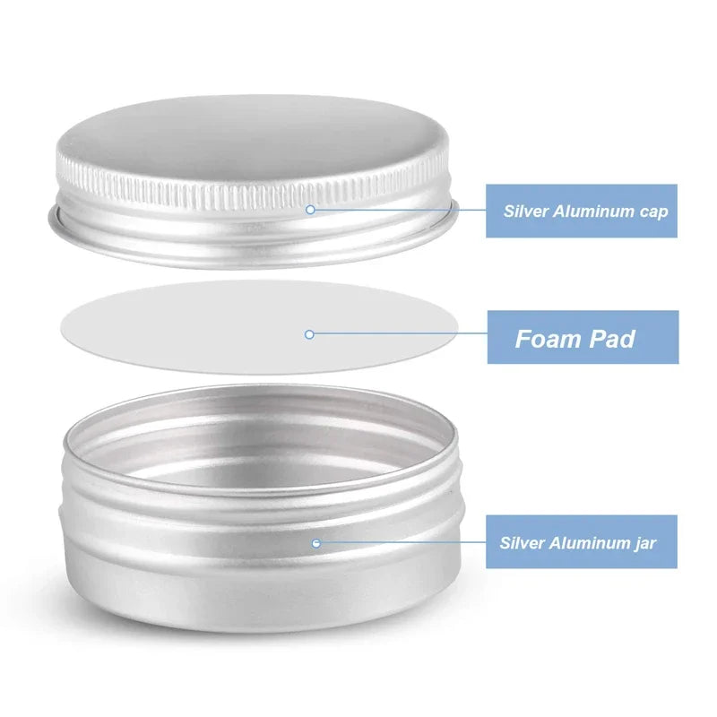 10Pcs 5g-60g Portable Aluminum Tin Jars For Creams Balm Nail Candle Cosmetic Container Refillable Tea Cans Metal Box Candle Jars