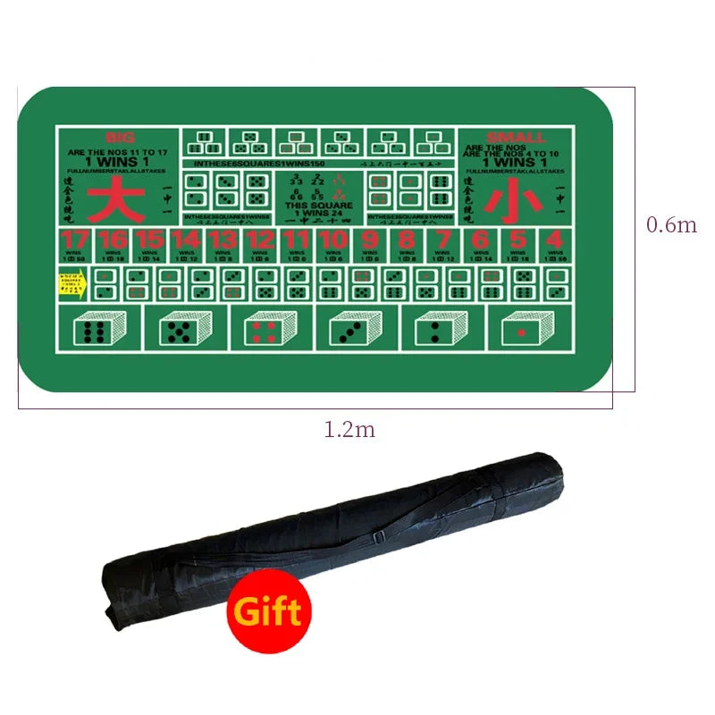 1.2*0.6m Hold'Em Texas Poker Mat Black Jack Baccarat Dice Durable Rubber Home Gaming Desk Pad