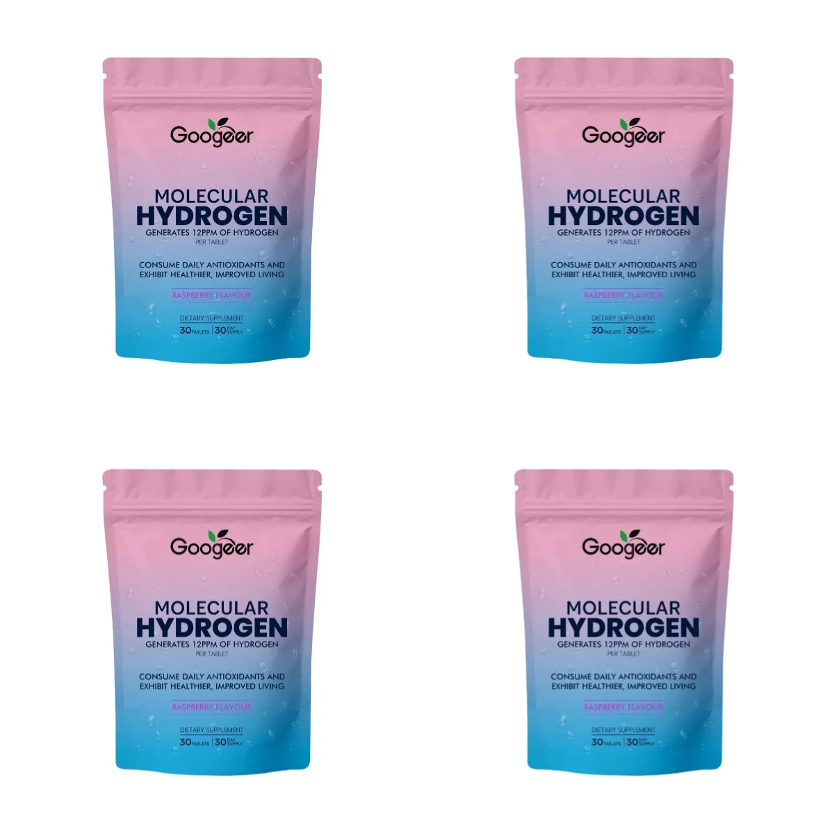 Molecular Hydrogen Tablets 12PPM Raspberry Flavor Magnesium Effervescent Supplement Antioxidant Daily Wellness Support 30Tablets