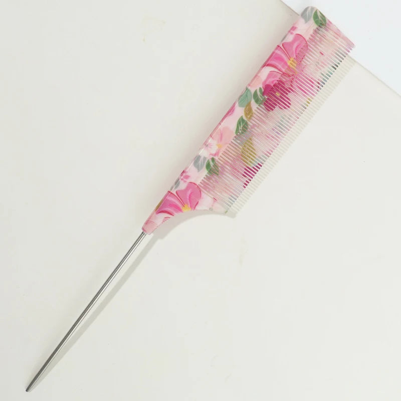 1Pc/3Pcs Hair Combs Including Pointed Tail Comb And Flat Comb. Durable ABS Material. Flower Pattern, Not Picky About Hair Type