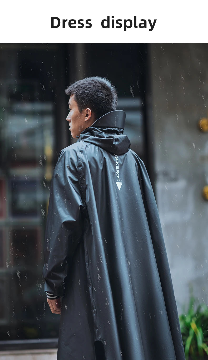 ROCKBROS Bicycle Raincoat Cycling Jacket Poncho Rainproof Hooded Coat Commute Rain Cape Electromobile Waterproof Windproof Cloak