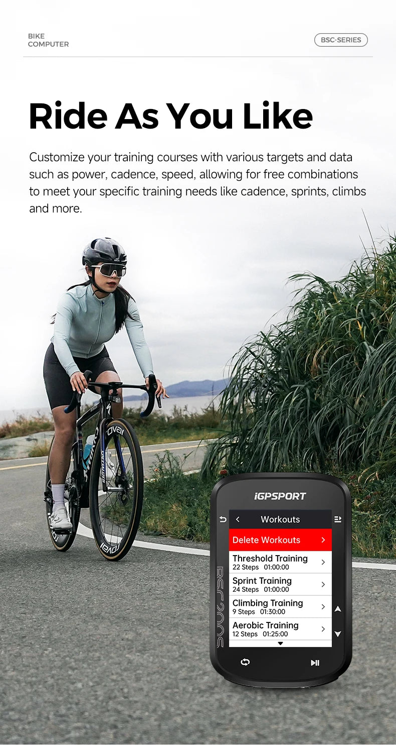 iGPSPORT BSC200S GPS Route Navigation Bike Computer Colorful Screen Wireless Bicycle Speedometer Cycling Odometer Bluetooth Ant