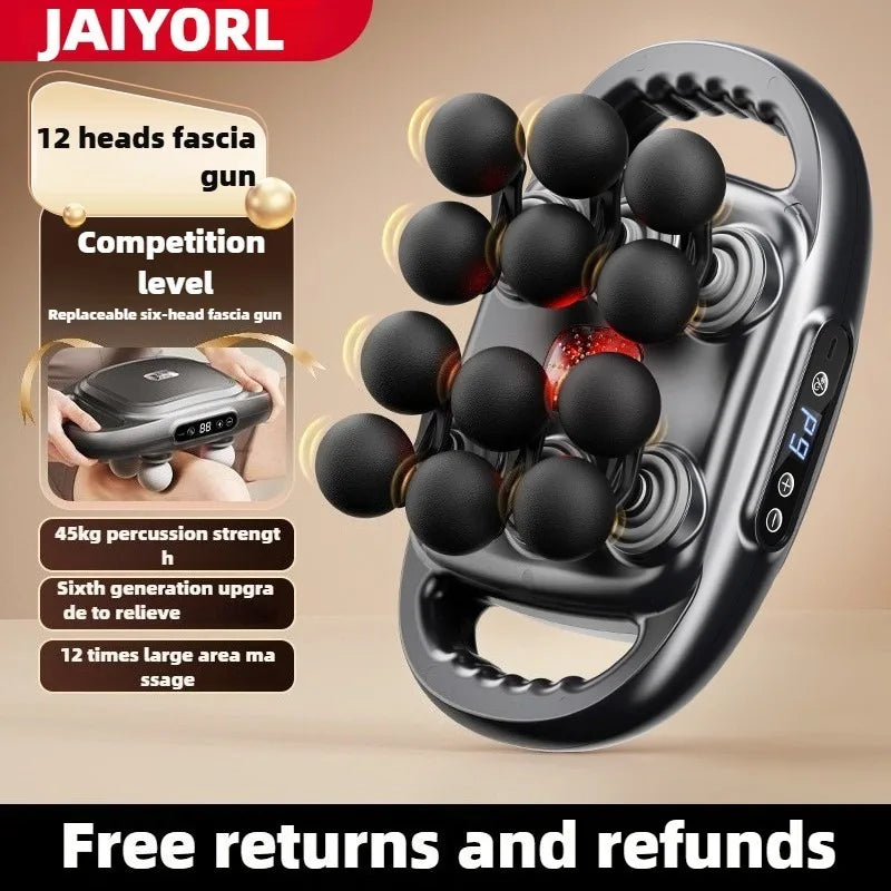 12-Heads Fascia Gun Deep Tissue Body Muscle Massager Professional Grade High Quality Wireless Frequency Vibration Masajeador