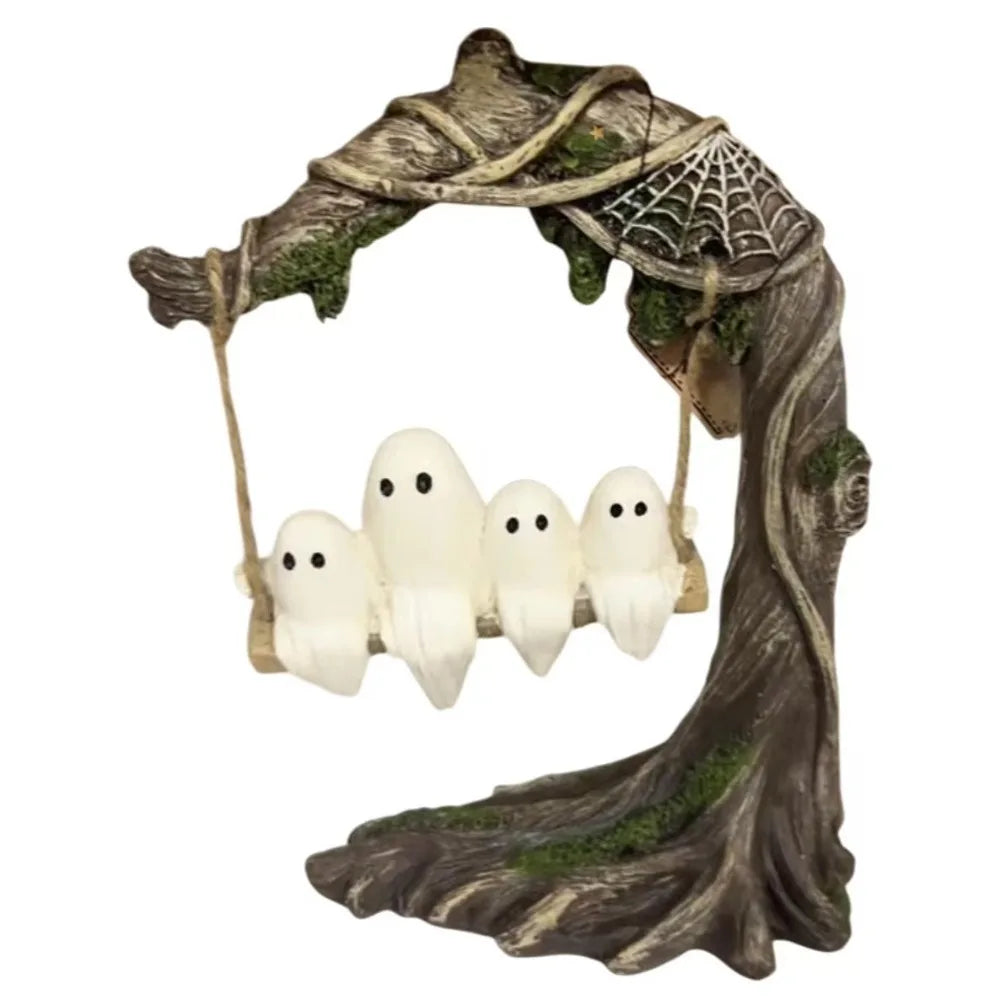 Halloween Themed Halloween Swing Ghost Ornament Handicraft Model Spooky Ghosts Decor Statue Display Ghost Halloween Decoration