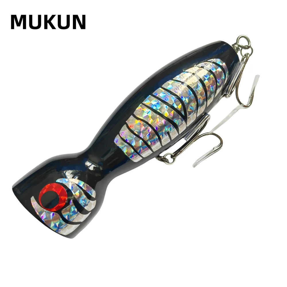 MUKUN -Big Game Popper Fishing Lures,Artificial Hard Bait for GT Saltwater Fishing,Topwater Wobbler,16cm 100g 120g