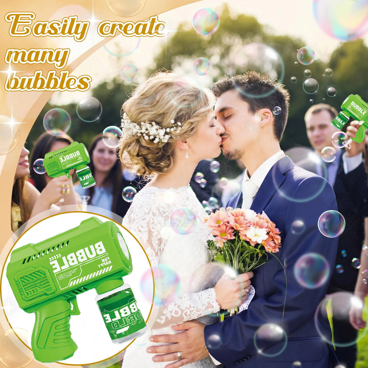 Bubble Guns Wedding Party Favors Romantic Bubble Maker for Outdoor Wedding Ceremony Photo Props Automatic Bubble Machine Blower