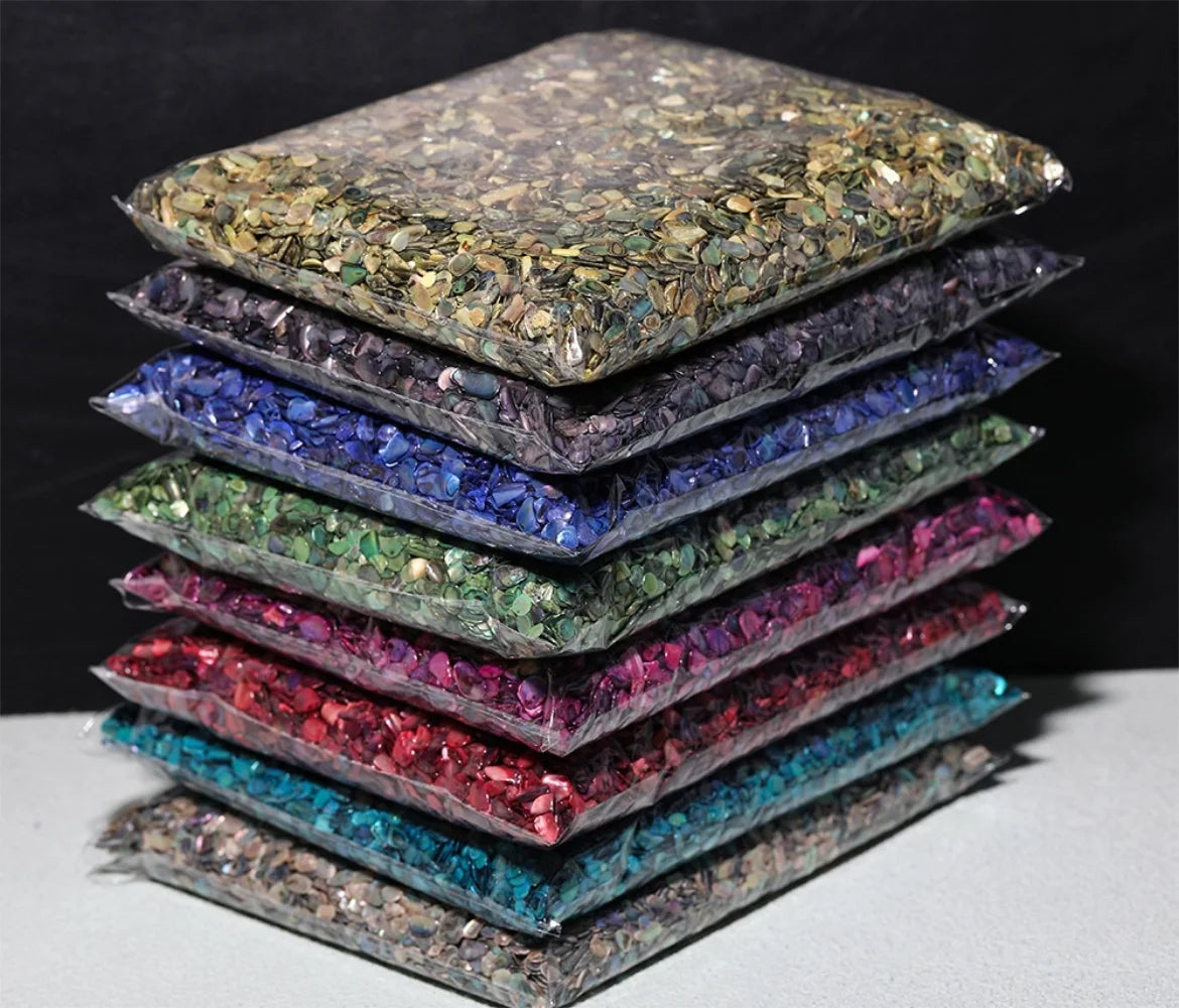 100g Abalone Shell Fragments – Smooth New Zealand Natural Shell Nail Art Accessories for a Unique and Elegant DIY Manicure Look