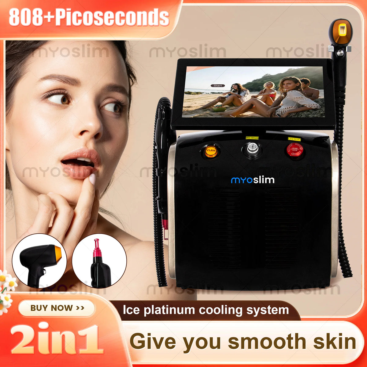 2-IN-1 Diode Laser Ice Cooling Multi-Function Machine Long Lasting Hair Smoothing & Pico Tattoo Pigment Lightening Salon Beauty