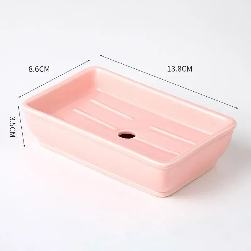 Light Luxury Soap Holder Ceramic Rectangle Household Bathroom Accessories Soap Dish Holders Restroom Organizer Kitchen Storage