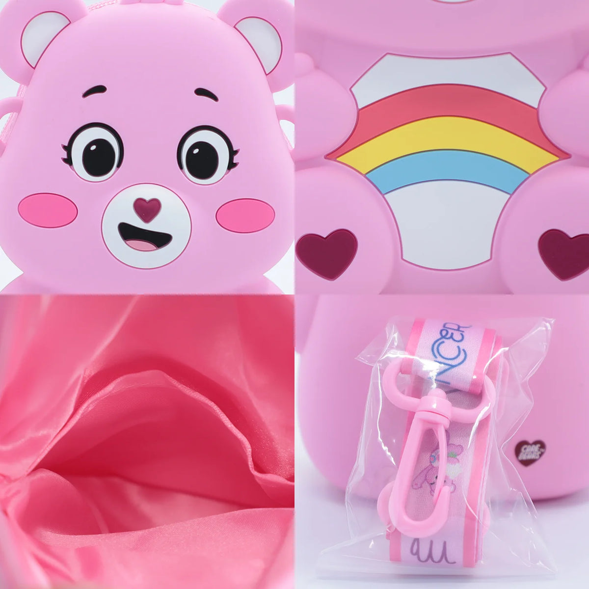 Care Bears Silicone Crossbody Bag Kawaii Cartoon Bear Shoulder Bag for Kids Cute Zipper Coin Purse Waterproof Mini Messenger Bag