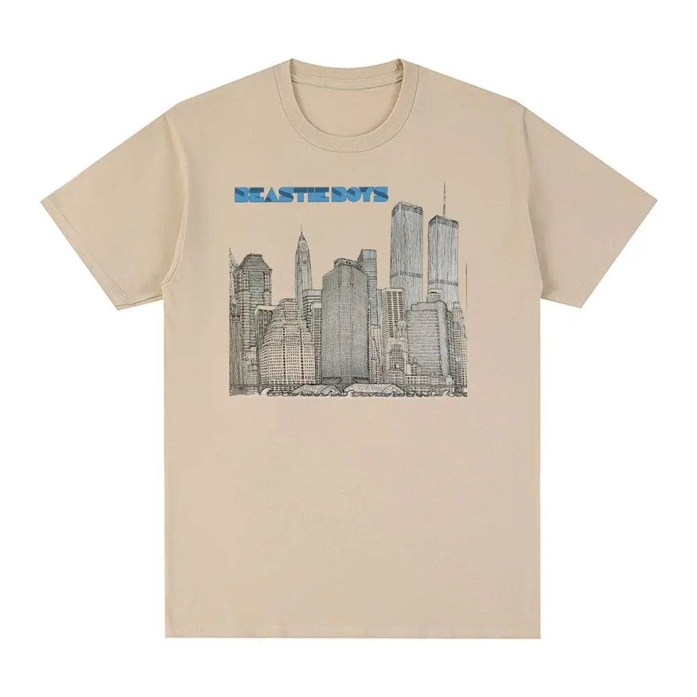 Beastie Boys Music Vintage T-shirt Simple Logo American Hip Hop Cotton Men Casual T shirt New Tee Tshirt Womens Tops