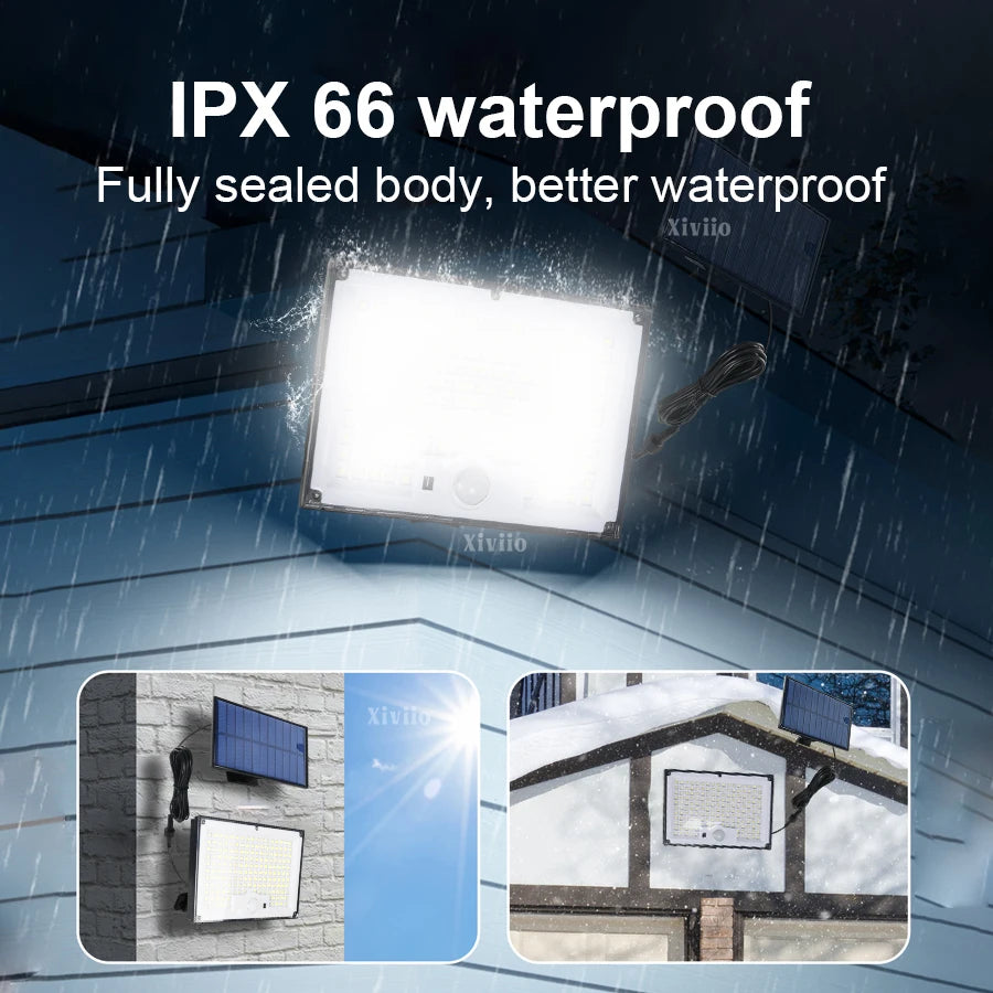 600W 344LED Outdoor Solar Led Lights 3 Modes Motion Sensor Solar Flood Lights Waterproof Security Lights Exterior Solar Lamp