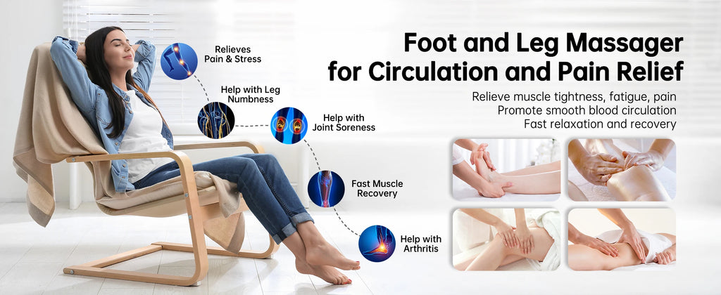 Leg Compression Massager for Circulation and Pain Relief, Air Compression Boots Sleeve for Fast Recovery,Muscle Relaxation