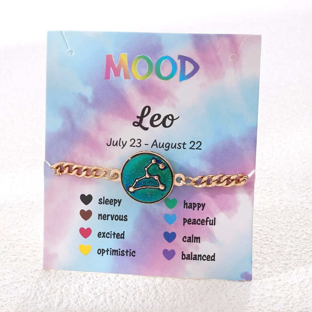 Zodiac Bracelet for Women 12 Constellation Sign Bracelet Color Changing Bracelet Temperature Sensing Mood Jewelry