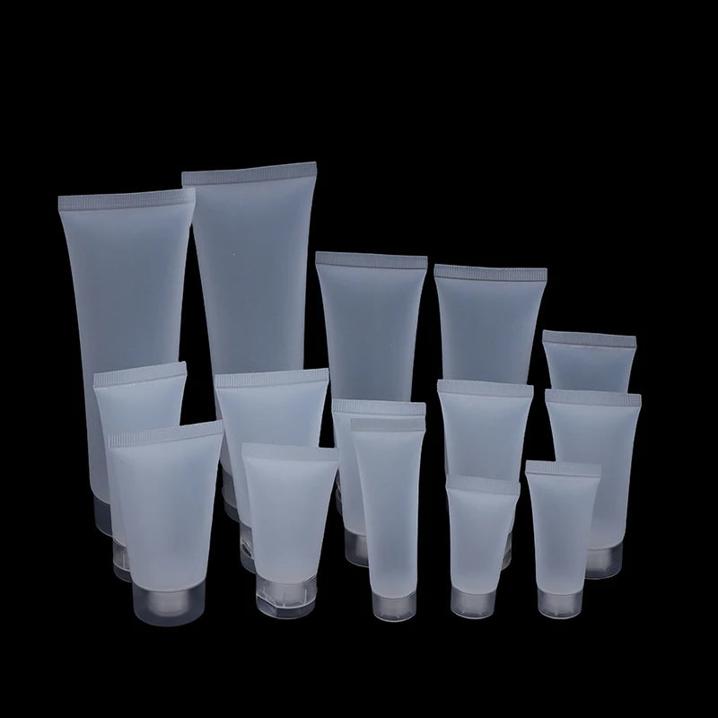 10Pcs Refillable Clear Squeeze Lotion Container Bottle Empty Matte Tube Travel Pack Cosmetic Cream Lotion Shampoo Bath Dispenser