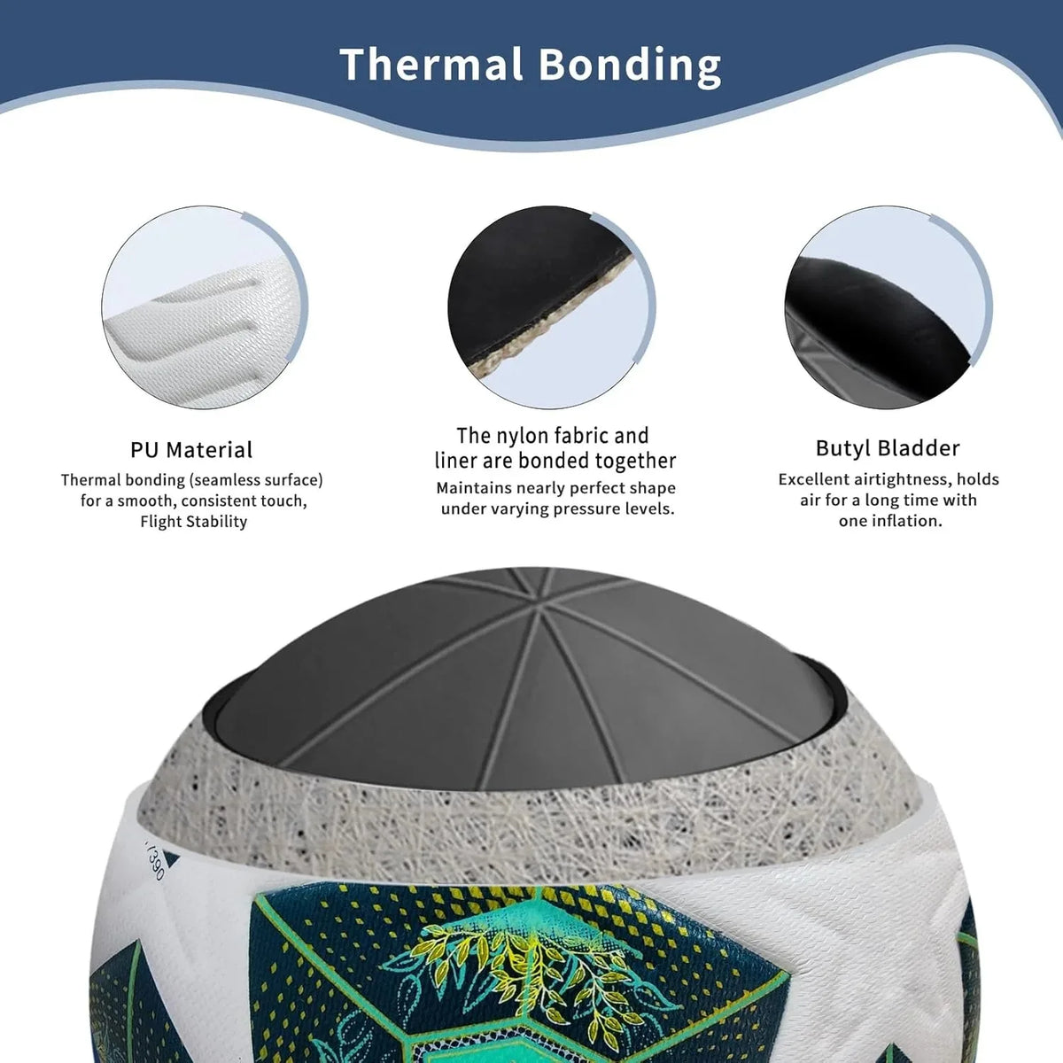 Professional Soccer Ball Size 5–Thermal Bonded Waterproof PU Match-Quality Training Ball(Full Set of Accessories)Football Match