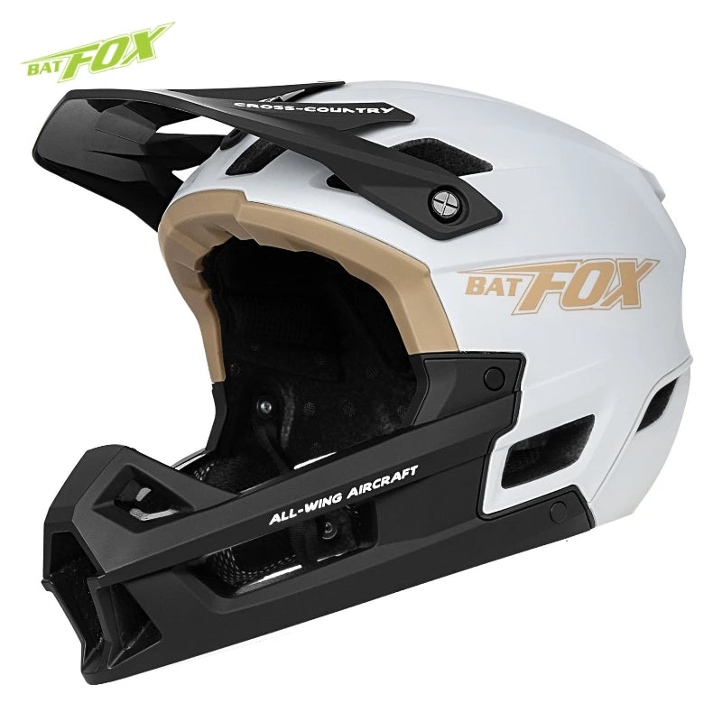BATFOX Full Face Mountain Bike Helmet Off-road Certification Safety MTB Casco Bicycle Integrally-molded Riding Cycling Helmets