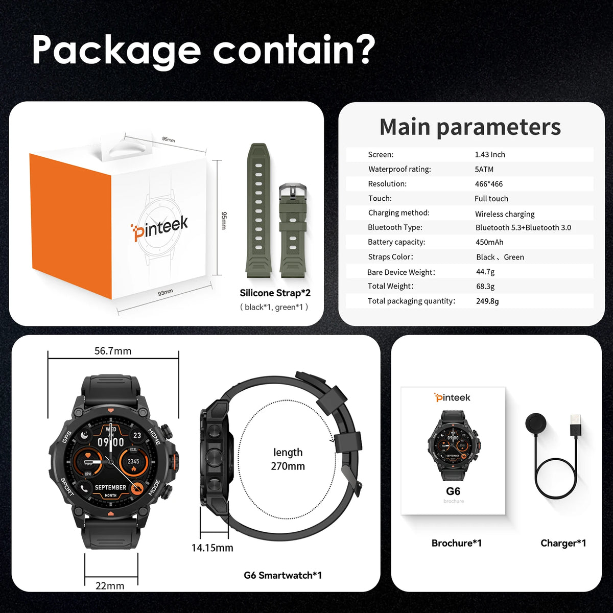 2025 Men's Smart Watch 1.43'' AMOLED GPS 150+ Sports Tracker 5ATM Swimming Health Monitor BT Call For Android iOS Smartwatches