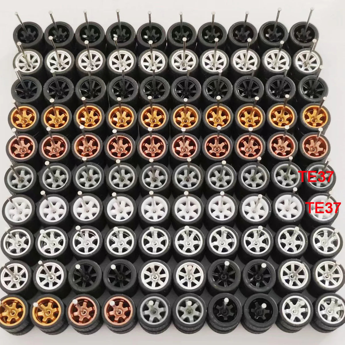 50 Sets 1/64 Wheels Pack with Rubber Tires Axles for 1:64 Matchbox Domeka Hotwheel Diecast Car Model Cars Wholesale