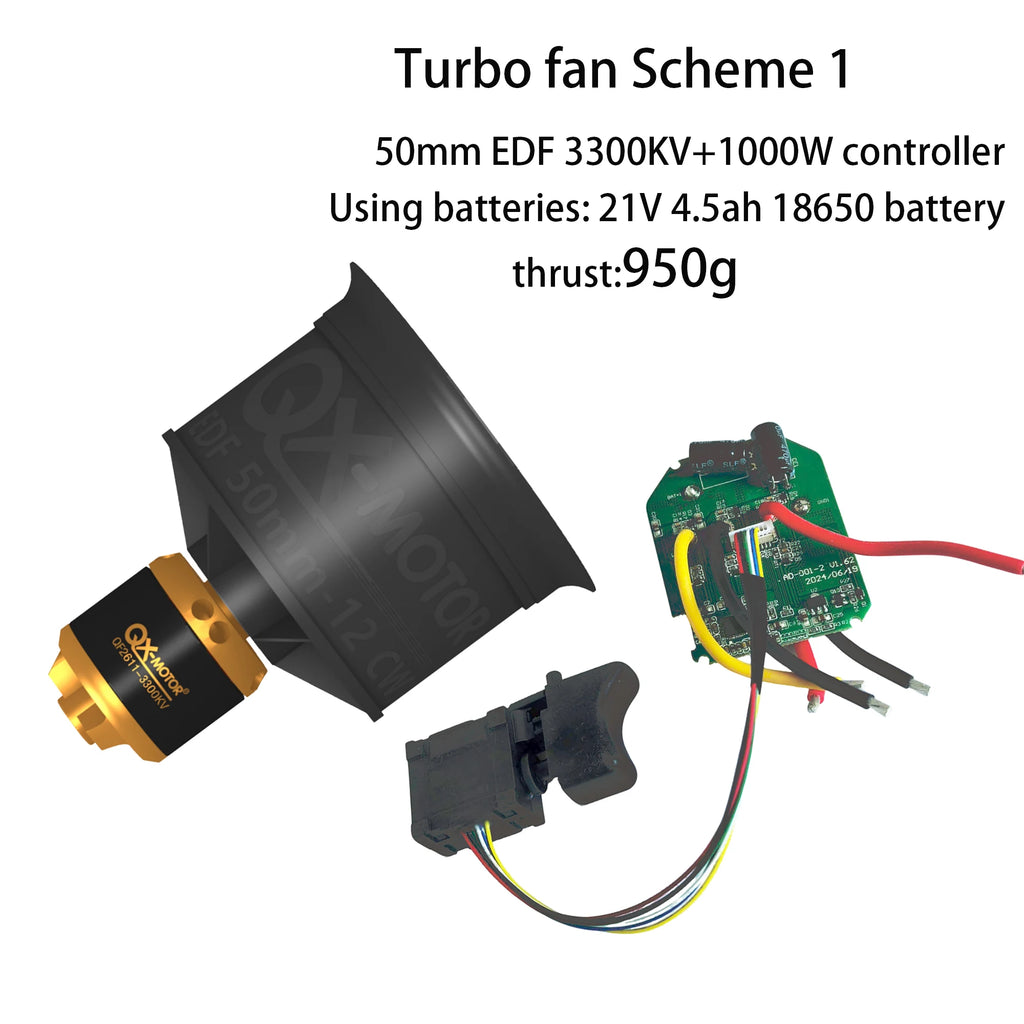 50 / 64 / 70mm EDF Brushless Motor KIT 1000W Controller ESC Blower Switch for Turbo Fan Blower