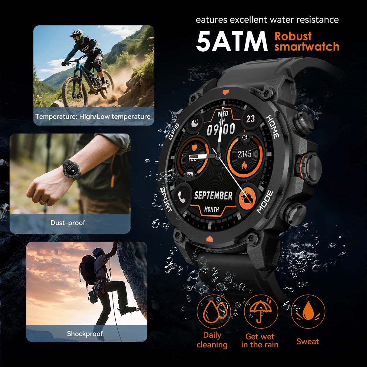 2025 Men's Smart Watch 1.43'' AMOLED GPS 150+ Sports Tracker 5ATM Swimming Health Monitor BT Call For Android iOS Smartwatches