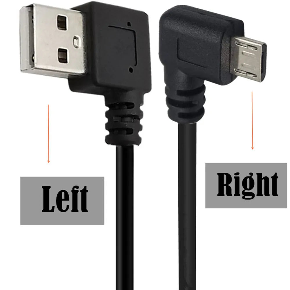 Up Down Left Right Angled Double 90 Degree Micro USB Male to USB male Fast Data Charge connector Short Cable Cord 0.15m 0.5m 1m