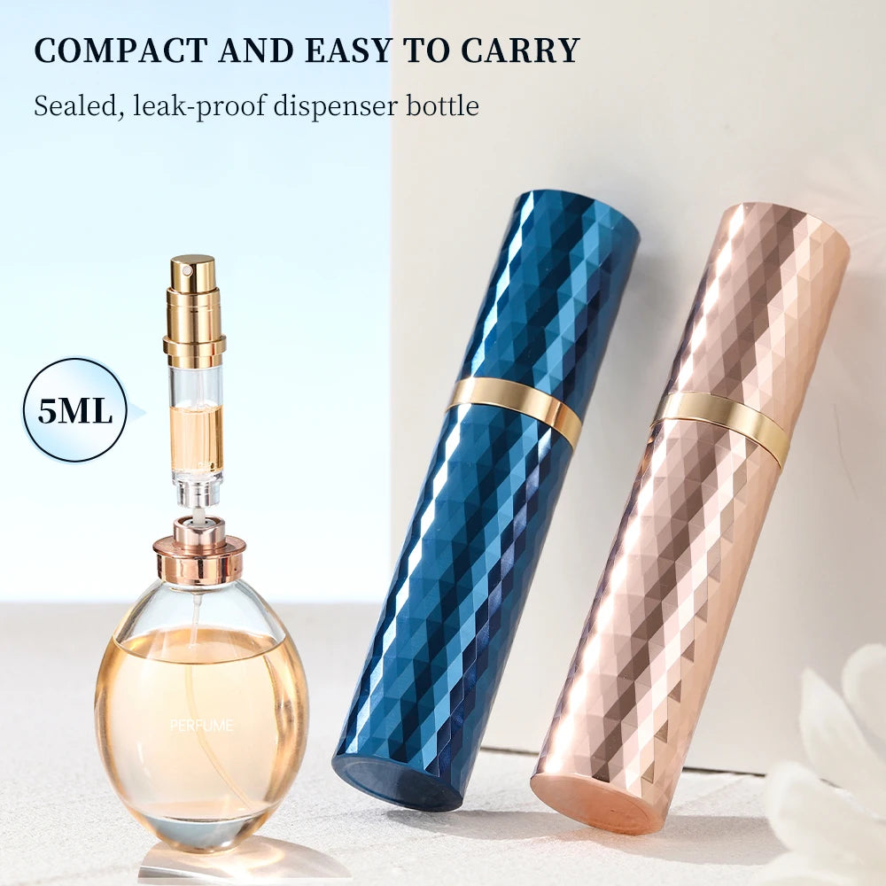 Luxury Premium Class Diamond Mini Travel Portable Bottom Filling Refillable Perfume Bottle Mini Spray Bottle 5ml Atomizer 1pcs
