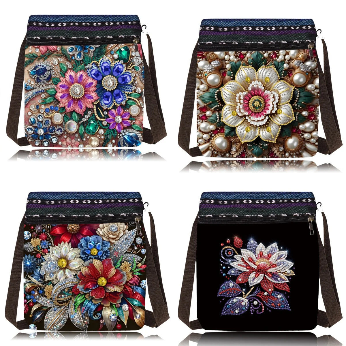 1 piece/set of DIY colorful mandala diamond art handbag, canvas shoulder bag with diamond painting crossbody bag