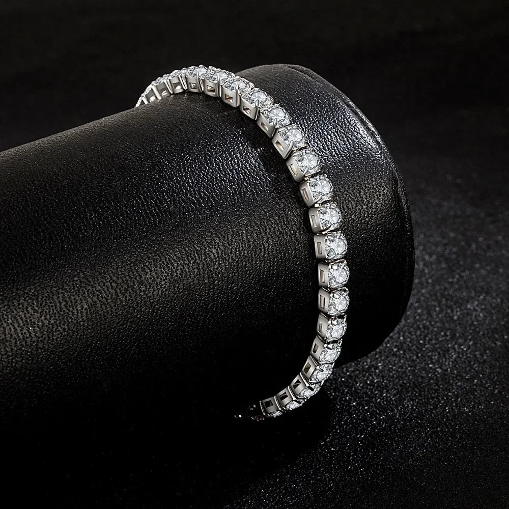 charms colors S925 Sterling Silver Bracelets Zirconia Women Fashion accessories Wedding Jewelry 4mm width Holiday gifts