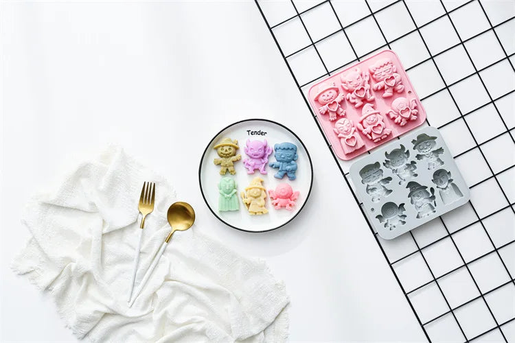 6 Cavity 6 Different Halloween Theme Silicone Mold 3d Demon, Wizard, Vampire Candy Chocolate Mould Epoxy Resin Mold Cake Decor