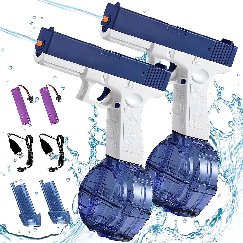 @Space Electric Water Gun Energy Ring Burst Transformation LED Lights Large Capacity Full Auto Continuous Fire Squirt Gun Toy