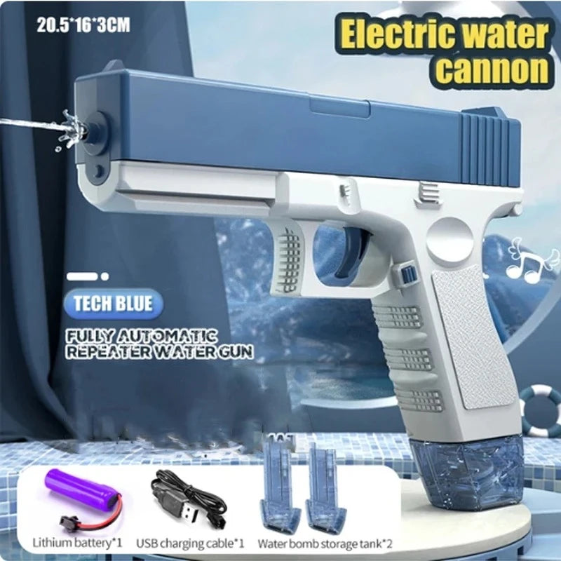 @Space Electric Water Gun Energy Ring Burst Transformation LED Lights Large Capacity Full Auto Continuous Fire Squirt Gun Toy