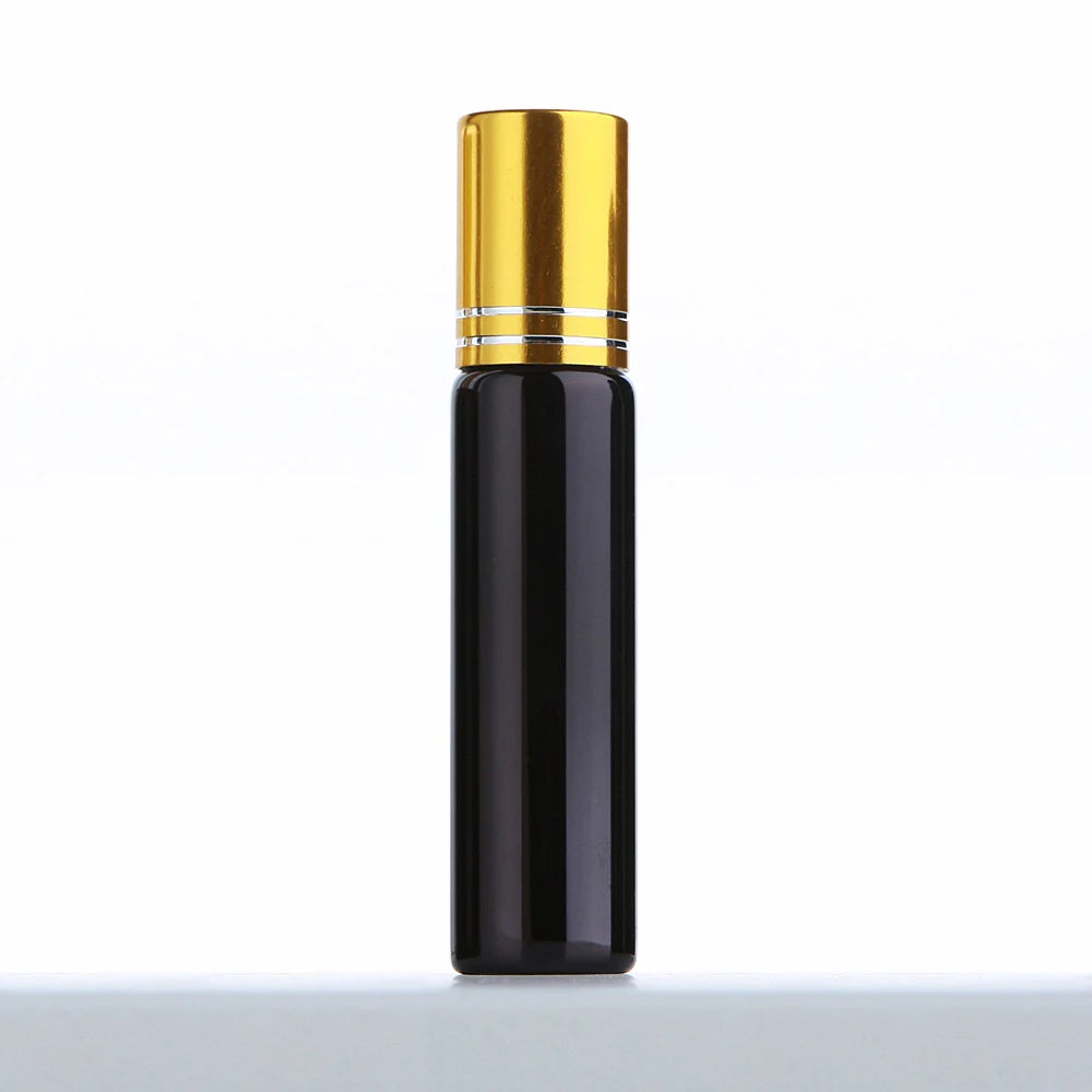 50 Pcs/Lot 10ml Electroplated Roll On Perfume Bottle Refillable Essential Oil Bottles With Box Roller Glass Vials LOGO Pay Extra