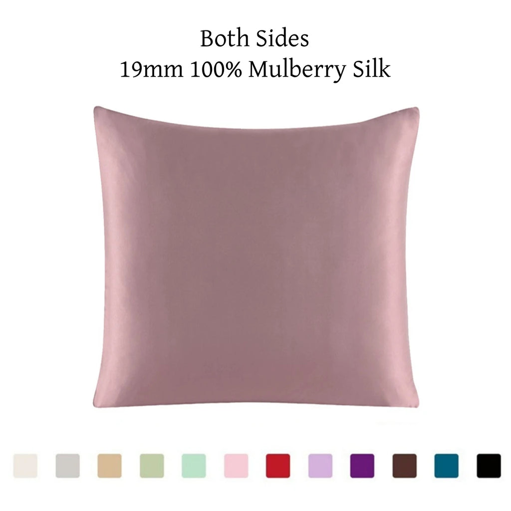 100% 19mm Mulberry Silk Zipper Pillowcase Cushion Pillow Case Cover Solid Multicolor