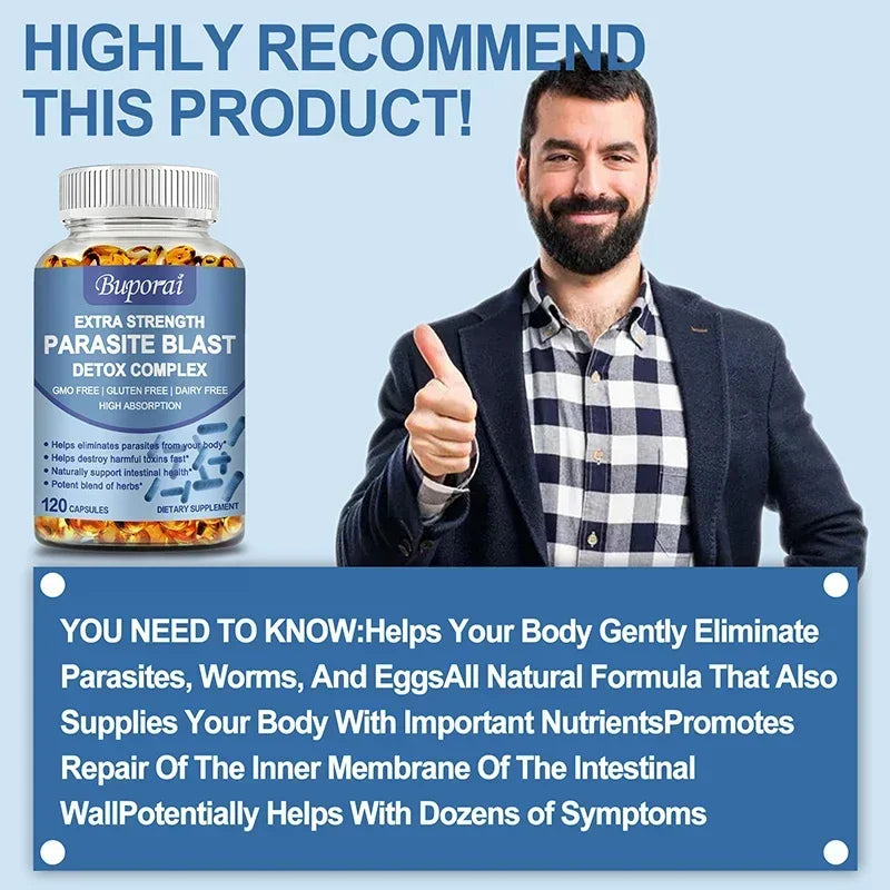 Parasite Blast Detox Complex - Eliminate Parasites, Supports Intestinal Cleansing Enhance Immunity, Promote Digestion