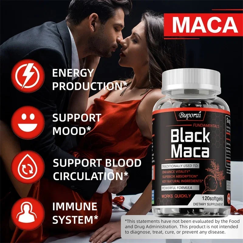 Black Maca Supplement - Natural Nergizer, Improve Performance, Energy, Endurance Muscle Mass Improve, Balance Hormones